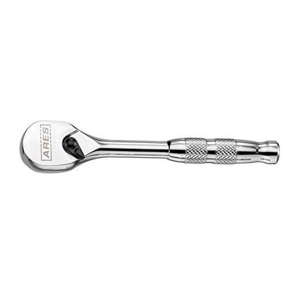 ARES 42003-1/2-Inch Drive 90-Tooth Full Polish Ratchet Low Profile 90-Tooth Reversible Design with 4 Degree Swing Premium Chrome Vanadium Steel Construction & Chrome Plated Finish 